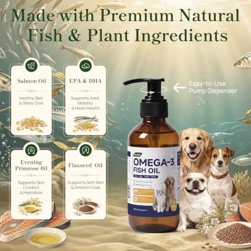 Fish Oil for Dogs & Cats, Liquid Omega-3, Skin & Coat Support, 8 oz - Image 2