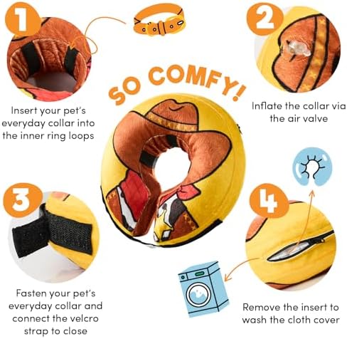 BENCMATE Inflatable Dog Cone Collar Alternative, Soft Dog Cone for Small Medium Large Dogs and Cats, Neck Recovery ECollar Donut Collar After Surgery (XLarge, Cowboy) - Image 2