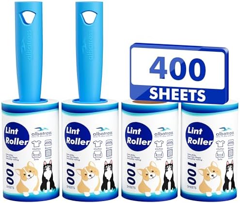 400 Sheets Lint Rollers for Pet Hair Extra Sticky, 2 Handles, 4 Rollers by AlbatrossHealthNewEngland
