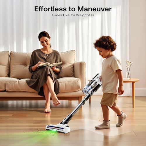 Trucozie Cordless Vacuum Cleaner, Self-Standing Lightweight Stick Vacuum with 50 mins Runtime, Powerful Suction, Anti-Tangle Wireless Vacuum for Home, Hardwood Floor, Carpet, Pet Hair, White - Image 5
