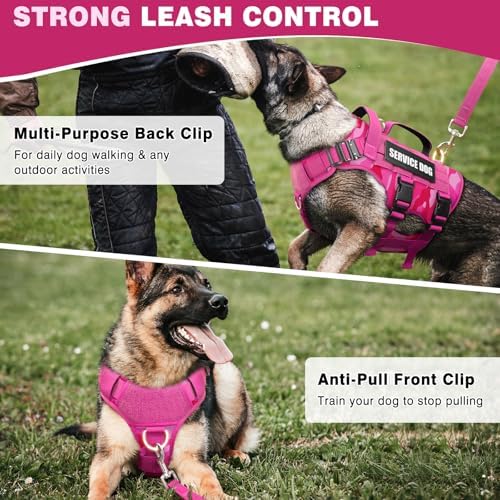 WINSEE Service Dog Vest Harness for Medium Dog, Tactical Working MOLLE Vest with 10 Pet Patches, No Pull Heavy Duty Harness for Training Walking - Image 3