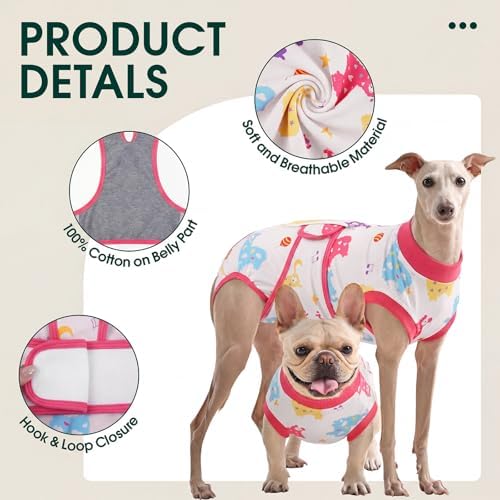 Kuoser Dog Recovery Suit, Female Male Spay Neuter Surgery Suit, Llama, L - Image 3
