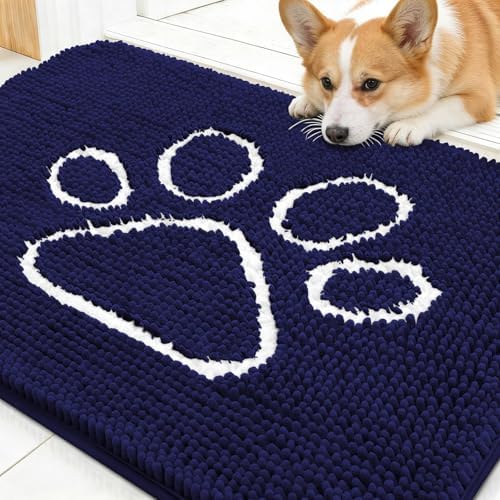 OLANLY Dog Door Mat for Muddy Paws 30x20, Paw Print Design Chenille Mud Mat by OLANLY