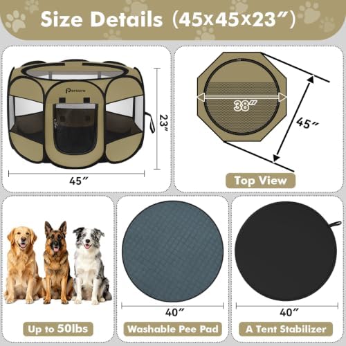 Persure Dog Cat Pet Playpen Puppy Crate Cage for Indoor Outdoor Travel - Image 6