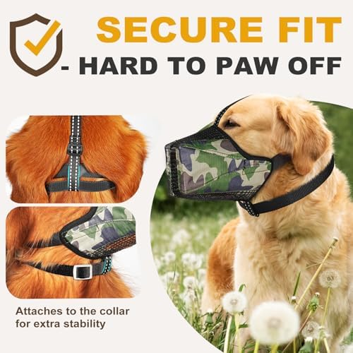 Dog Muzzle, Adjustable Soft Mesh Muzzle Anti-Biting, Chewing, Scavenging - Image 2