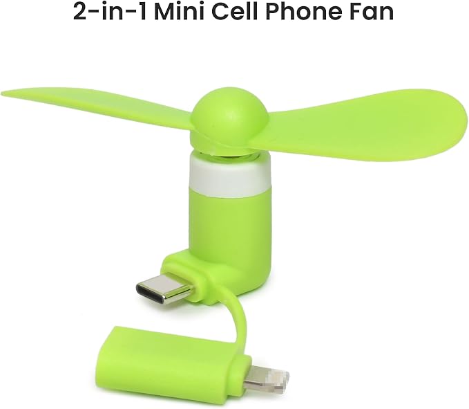 12 Pack Mini Fan, 2-in-1 Mini Cell Phone Fan Compatible for iPhone, iPad, Android Smartphone,Tablet Fit for Type C/Lightning Port Portable and Powerful Cell Phone Summer Accessories - Image 2