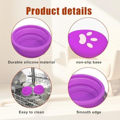 2-in-1 Collapsible Dog Travel Bowl Portable Silicone Carabiner - Image 6