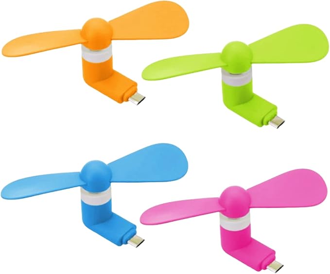 Type USB C Cell Phone Fan for iPhone Series 15, 15 Plus,15 Pro, 15 Pro Max, 16,16 Plus, 16 Pro, 16 Pro Max, for Samsung Galaxy S Series, A1/A2/A3/A5 Series, M1/M3/M5, Note Serie (Color x4) by YUNLOVXEE