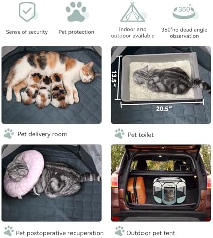 Siedihit Dog Pet Playpen Tent Crate Cage with Washable Pee Pad, Medium Grey - Image 3