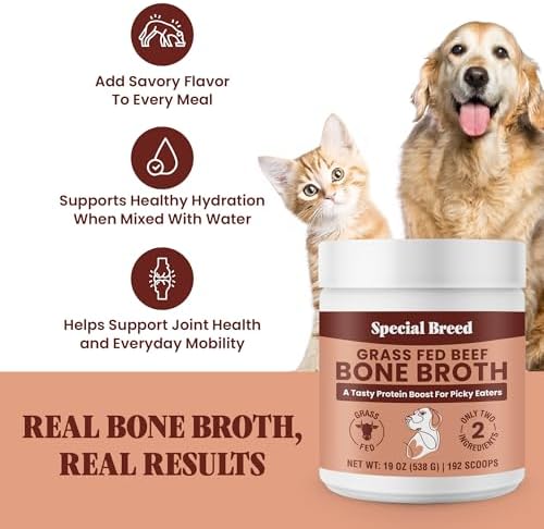 Bone Broth Powder for Dogs and Cats - Dog & Cat Food Topper for Picky Eaters - Grass Fed Beef Bone Broth Supplement - Supports Hydration, Joint, Immunity & Heart Health - Serve Dry or Wet - 19oz - Image 2