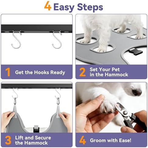 Adjustable Dog Grooming Arm with Clamp, 26″–40″ Height, S Hammock with Back Buckle, No-Sit Grooming Restraint for Small & Medium Dogs - Image 4