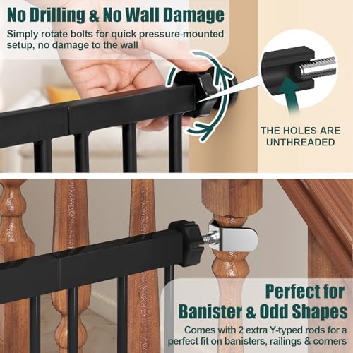 keny 36" Extra Tall Baby Gate for Stairs, Auto Close Dog Gate for Doorways - Image 5