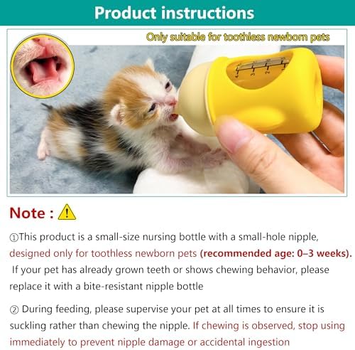 Puppy Bottles for Nursing，Kitten Bottles for Nursing，Pet Feeding Bottle，(Yellow- 20ml) - Image 2