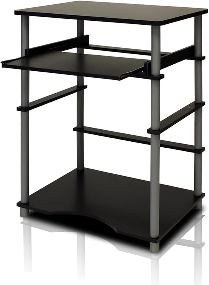 Furinno Home Laptop Notebook Computer Desk, Black/Grey - Image 4