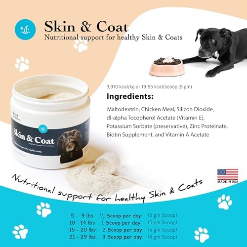 Skin and Coat Supplement Powder for Small Dogs- Anti Allergy Treatment and Itching Relief- with Vitamins A, E and Biotin - Care Products and Shedding Control Supplements for Itchy Pets - Image 3