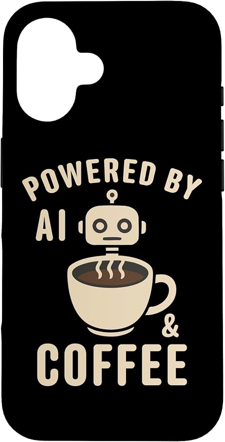 Powered by AI and Coffee Robot Case for iPhone 16 by Unknown