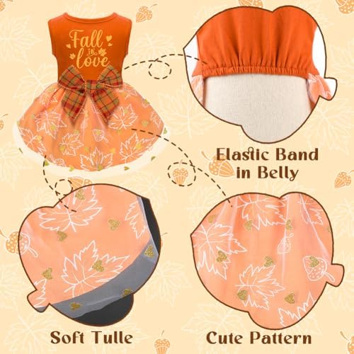 Dog Thanksgiving Outfit Funny Puppy Dog Dress with Bow for Small Medium Dogs Cute Fall Pet Costume for Cats Dogs Thanksgiving Day Halloween - Image 3