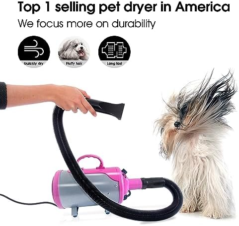 SHELANDY Groomer Partner Pet Hair Force Dryer Dog Grooming Blower with Heater (Pink) - Image 2