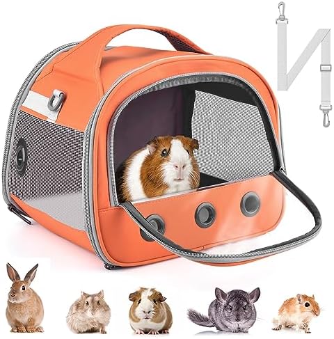 Bissap Guinea Pig Carrier Bag, Portable Small Animal Carrier Pouch for Hamster Chinchilla Rabbit Gerbil Hedgehog Sugar Glider Outgoing Travel Carrying Case -Orange by Bissap