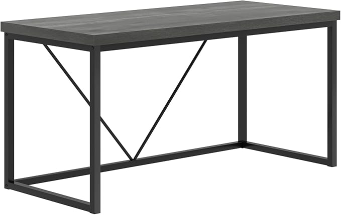 EXCEFUR Modern Home Office Desk, Wood and Metal Computer Desk, Industrial Writing Study Gaming Table for Living Room Bedroom, Rustic Grey, 53 inch - Image 9