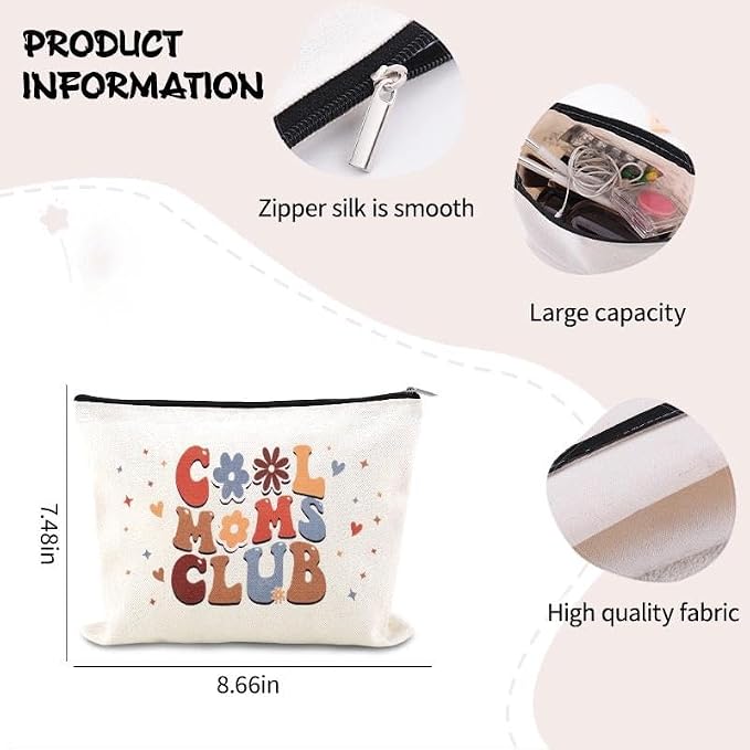 Cool Mom Club Bag Gift Mothers Day Gifts for Mom from Daughter Son New Mom Essentials Must Haves Mother Cosmetic Pouch Mother Travel Makeup Toiletry Bag Mama Christmas Birthday Gift Idea Mommy Present - Image 2