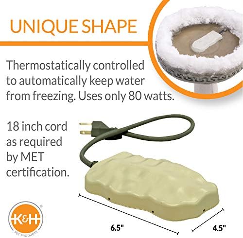 K&H Bird Bath Heater, Super Ice Eliminator, Safety Listed, Natural Rock 80W - Image 2