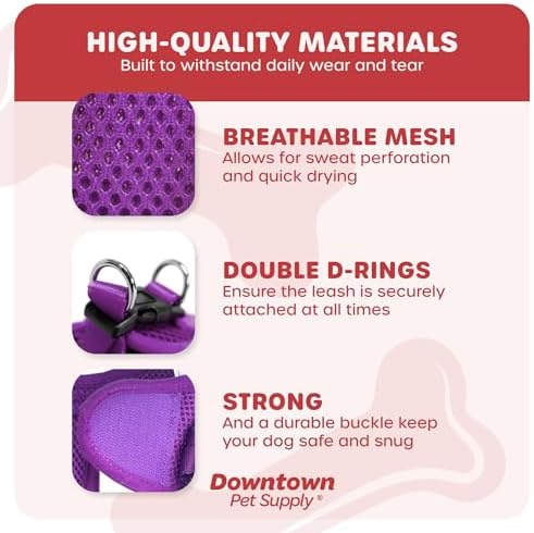 Downtown Pet Supply Step-in Dog Harness – No Pull, Adjustable Padded Mesh with Reflective Trim, Secure Buckle Strap – Comfortable & Breathable Small Dog Harness, X-Small, Purple - Image 4
