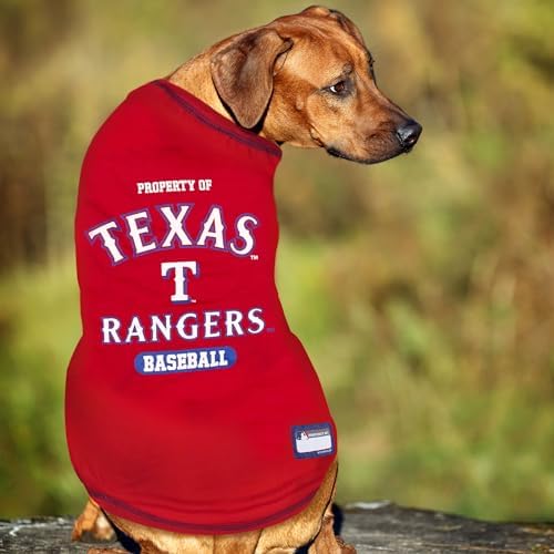 MLB Texas Rangers Dog T-Shirt, Large. - Licensed Shirt for Pets Team Colored with Team Logos. - Premium Stretchable Materials for The Comfort of Your Dog & cat. - Image 2