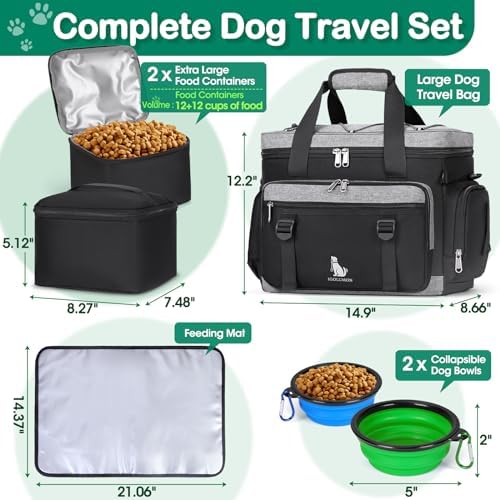 IGOLUMON Dog Travel Bag Pet Travel Bags Set for Supplies with Travel Bowls - Image 3