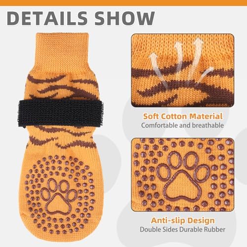 KOOLTAIL Dog Socks for Hot/Cold Pavement to Prevent Licking Paws,Dog Boots&Paw Protector for Hardwood Floors Anti Slip,Traction Control No Twist Grip Booties for Small Medium Large Senior Dogs L - Image 3