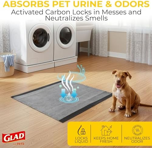 Glad for Pets Black Charcoal Puppy Pads, All-in-One | Puppy Potty Training Pads that Absorb & NEUTRALIZE Urine Instantly | New & Improved Quality Puppy Pee Pads, 14 Count (Pack of 2) - Image 5