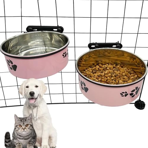 2Pcs Kennel Dog Crate Water Food Bowls No Spill for Puppy 34 & 54 OZ by Tfwadmx