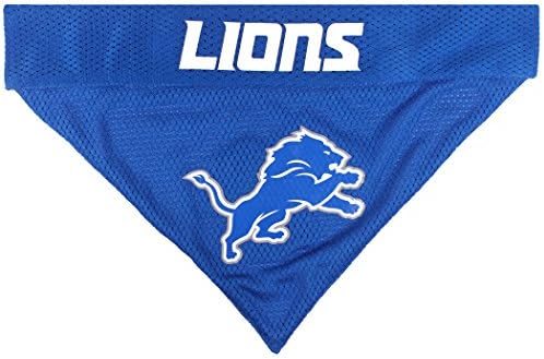 NFL DOG BANDANA - DETROIT LIONS REVERSIBLE PET BANDANA. 2 Sided Sports Bandana with a PREMIUM Embroidery TEAM LOGO, Small/Medium. - 2 Sizes & 32 NFL Teams available by PETSFIRST