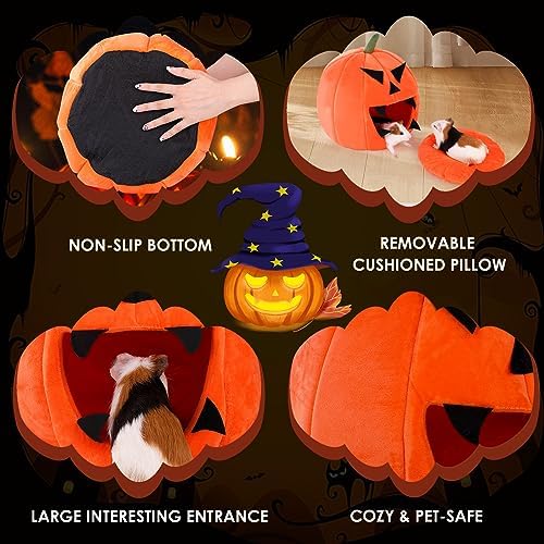 Guinea Pig Hideout - Guinea Pig Bed, Halloween Style Small Pet Hides, Ideal Bed for Small Pets, Pumpkin Shape, Orange - Image 4