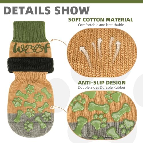 KOOLTAIL Dog Socks Shoes for Hot Pavement to Prevent Licking Paws, Winter Dog Boots&Paw Protector for Hardwood Floors Anti Slip,Traction Control Grip Booties for Small Medium Large Senior Dogs,Green L - Image 3
