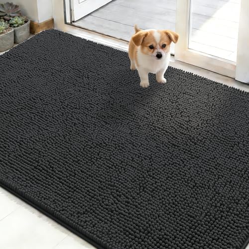 OLANLY Dog Door Mat for Muddy Paws 48x30, Super Absorbent Chenille Mud Mat by OLANLY