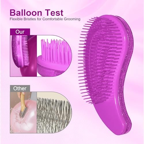Small Dog Brush, Skin-friendly Soft Bristles (Glitter Rose Red) - Image 3