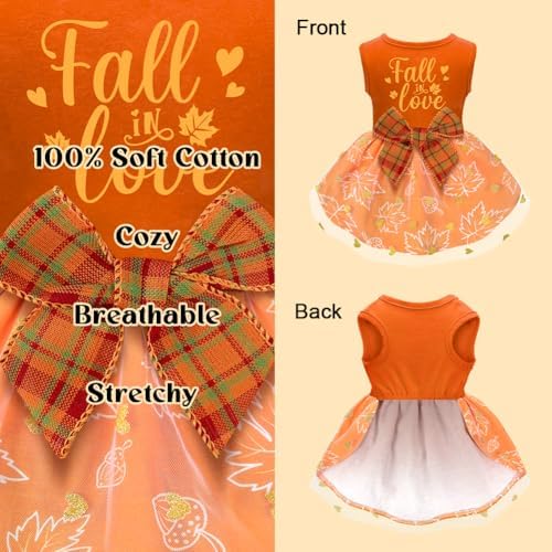 Dog Thanksgiving Outfit Funny Puppy Dog Dress with Bow for Small Medium Dogs Cute Fall Pet Costume for Cats Dogs Thanksgiving Day Halloween - Image 4