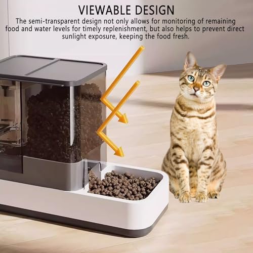 kathson Gravity Cat Food and Water Dispenser Automatic Dog Feeder Waterer 2 in 1 Auto Pet Food and Water Bowl Set Self Feeding for Puppy Kitten，Grey - Image 2