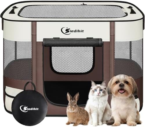 Siedihit 28" Dog Playpen,Cat Puppy Pen, Pet Portable Crate Indoor Outdoor by Siedihit