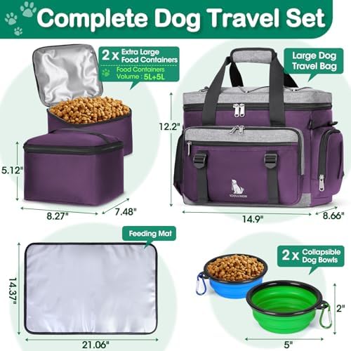 IGOLUMON Dog Travel Bag Pet Travel Bags Set for Supplies with Travel Bowls - Image 3