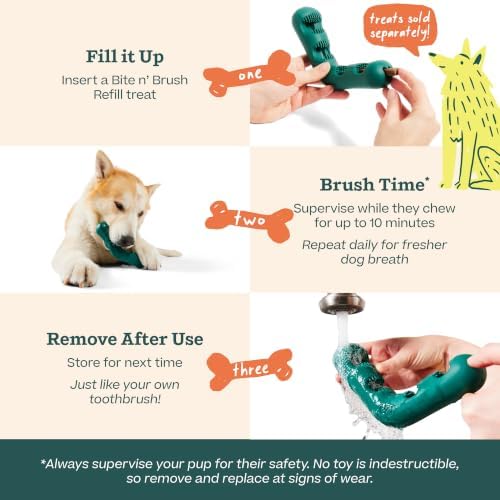 WOOF Bite n' Brush Dog Dental Chew Toy for Small Dogs 10-25 lbs - Image 2