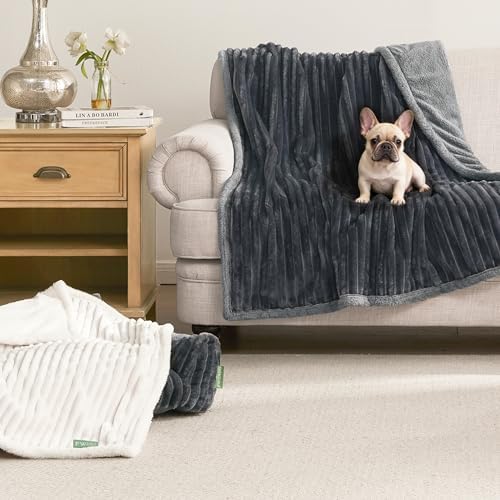 Waterproof Dog Blanket for Couch - Washable Medium Pet Blanket for Furniture Protector, Cozy Fleece Calming Dog Crate Blankets for Indoors & Outdoors, Dark Grey, 30"x40" - Image 5