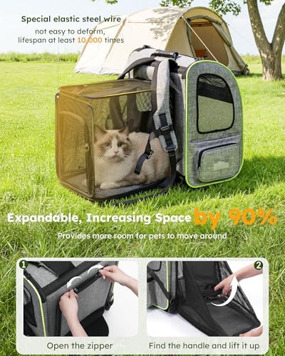 pecute XL Cat Backpack Expandable, Cat Carrier Backpack Acrylic Window - Image 2