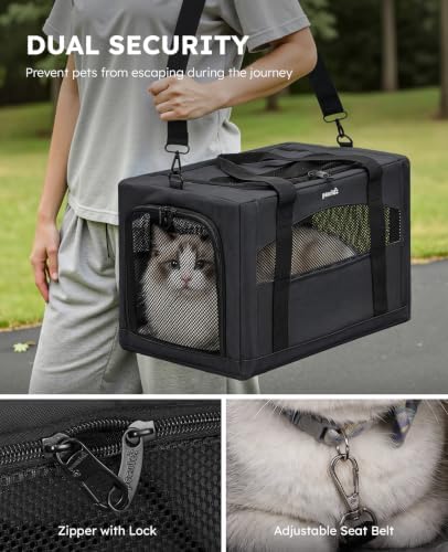 Pecute Cat Carrier Stable, Pet Carrier with Privacy Partition,Dark Gray - Image 3