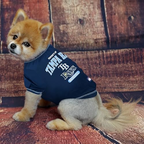 MLB Tampa Bay Rays Dog T-Shirt, Large. - Licensed Shirt for Pets Team Colored with Team Logos. - Premium Stretchable Materials for The Comfort of Your Dog & cat. - Image 2