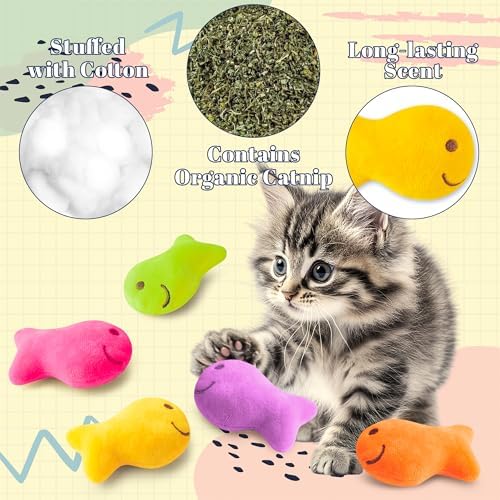 L1rabe Goldfish Cracker Catnip Toys for Cats, 5 Pcs Colorful Cat Chew Toys - Image 3