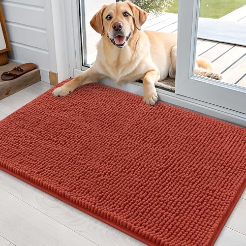 OLANLY Dog Door Mat for Muddy Paws 36x24, Super Absorbent Chenille Mud Mat by OLANLY