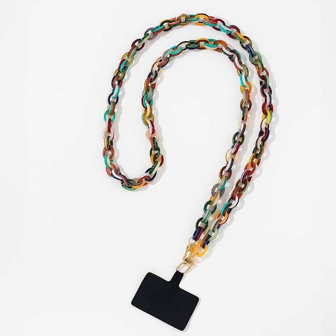 Phone Crossbody Chain CellPhone Lanyard, Acrylic Shouder Strap Universal Lanyard Chain with Tether Patches Compatible with Most Phones Bag Purse (multi-color - Image 3