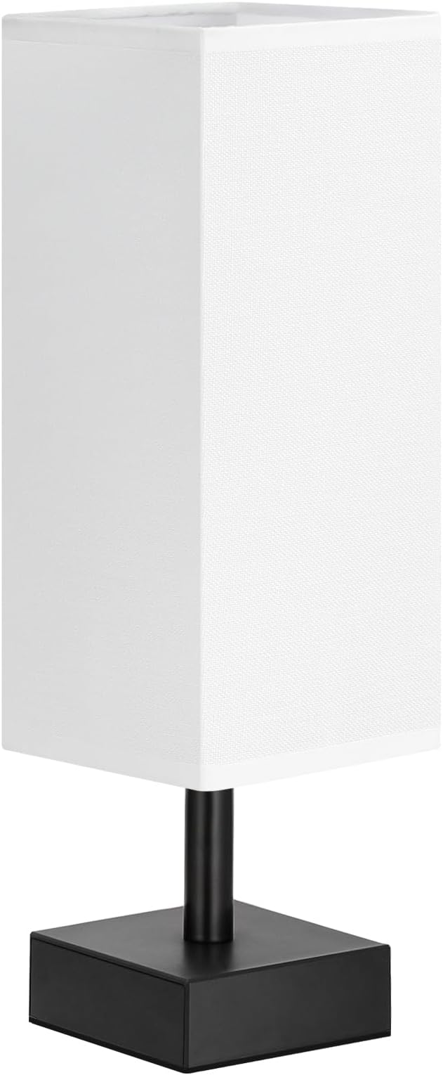 aooshine Small Bedside Table Lamp for Bedroom - Square White Fabric Shade | Inline Rocker Switch, Corded Electric, Bulb Not Included, 12.8" Mini Table Lamp for Nightstand, Desk, Dorm, Office - Image 6